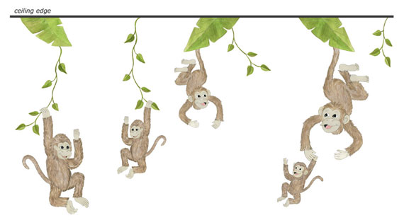 5 Little Monkeys - Monkey Decals